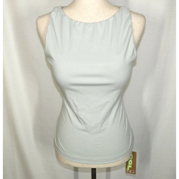 OGL Light Blue Mini Rib Boatneck New Airy Padded Shelf Bra Brami Tank Top LARGE - Picture 5 of 9